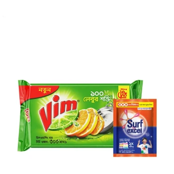 Vim Dishwashing Bar (Free Surf Excel Washing Powder 35 gm)