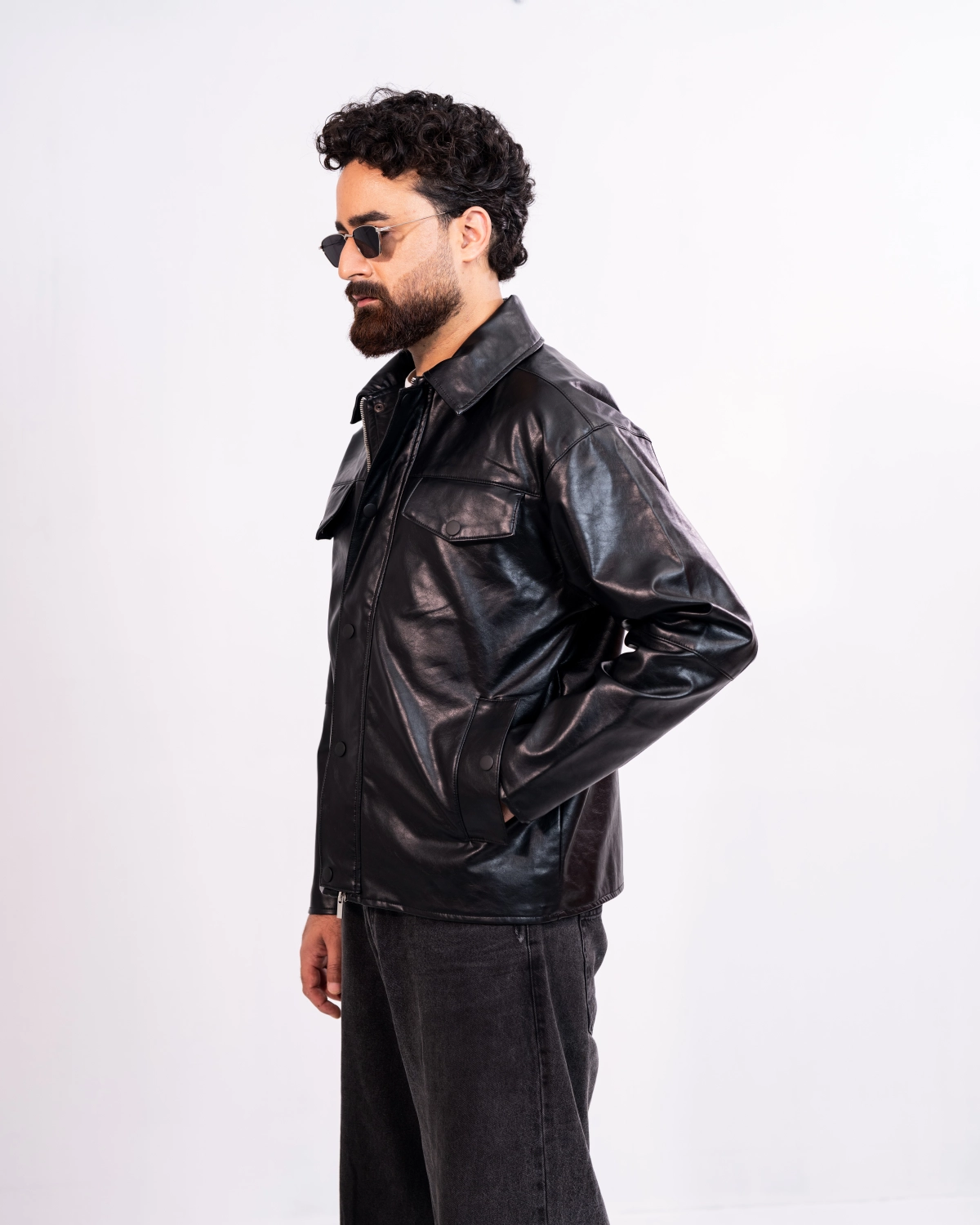ARZAAL'S BLACK GLOSSY LEATHER JACKET ST04 || Arzaals