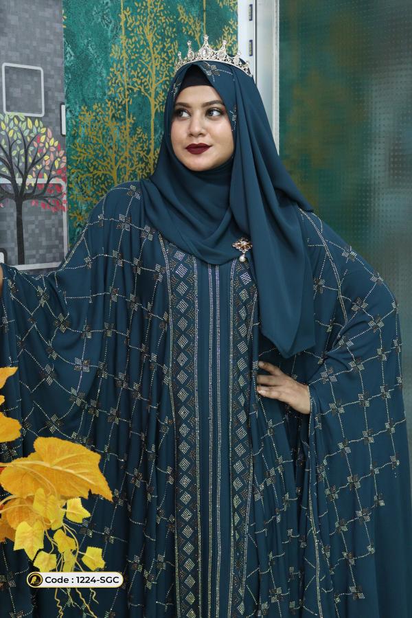 Bridal Abaya ( seagreen ) 1224SGC New Dubai Borka House