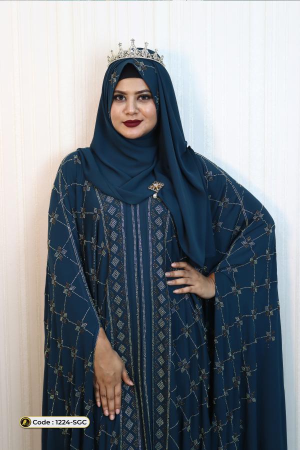 Bridal Abaya ( seagreen ) 1224SGC New Dubai Borka House